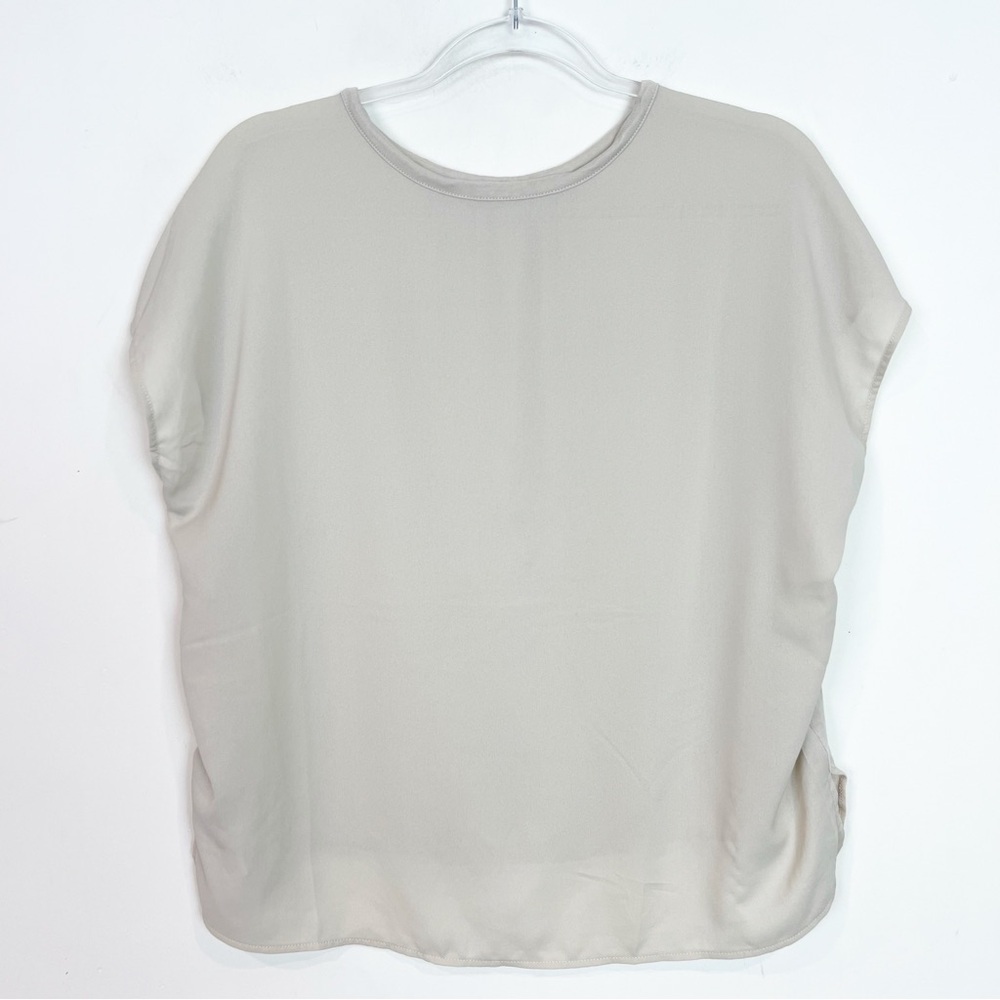 MNG TAUPE BOXY CAP SLEEVE SILKY FRONT  SHIRT WOMENS MEDIUM